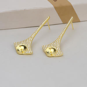 S925 <b>Silver</b> Personalized Female Earpins 4-5 <b>Pearl</b> Inlay DIY Accessories Empty Tray Semi Finished 1035 Stud <b>Earrings</b> - Product Image 4