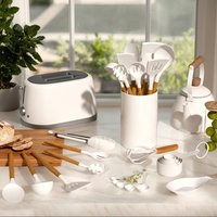 Ensemble d'ustensiles de cuisine en silicone, manches en bois, spatule, pince, cuillère en silicone pour ustensiles de cuisine antiadhésifs