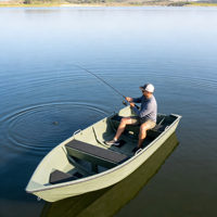 Bateau de pêche en aluminium de 3,3 m avec boîte à batterie (batterie non incluse) pour la chasse au canard, les loisirs, le transport, le travail, bateau à coque en V soudée