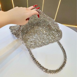 Nouveau sac fourre-tout de soirée ouvert pour femme, fait main, en acrylique tressé, orné de perles, de sequins et de crochet - Product Image 5
