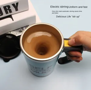 Kreatives Geschenk fauler Edelstahl-Mischkaffeebecher tragbarer elektrischer selbstrührender Becher mit Deckel