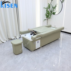 Mobilier de salon de beauté KISEN : Lit de lavage capillaire électrique japonais pour spa, thérapie de la tête, massage thaïlandais, fonction pédicure - Product Image 1
