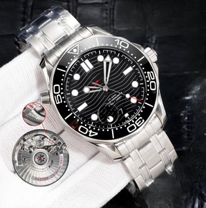 Reloj Deportivo de Buceo Mecánico con Esfera con Patrón de Olas, Bisel Giratorio, Correa de Acero Inoxidable, Movimiento Automático, Reloj de Pulsera para Hombre Omegaes - Product Image 4