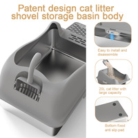 ZMaker 2024 Boîte à Litière pour Chat en Métal avec Couvercle Boîte à Litière Extra Large Conception de Queue de Chat Boîte à Litière pour Chat en Acier Inoxydable avec Face Élevée