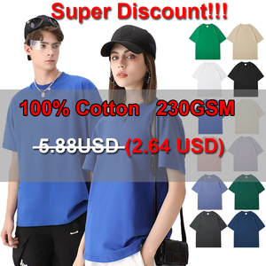 T-shirt personnalisé Xg230 en coton épais de luxe, impression de logo personnalisée, col rond, t-shirt uni surdimensionné pour homme - Product Image 2