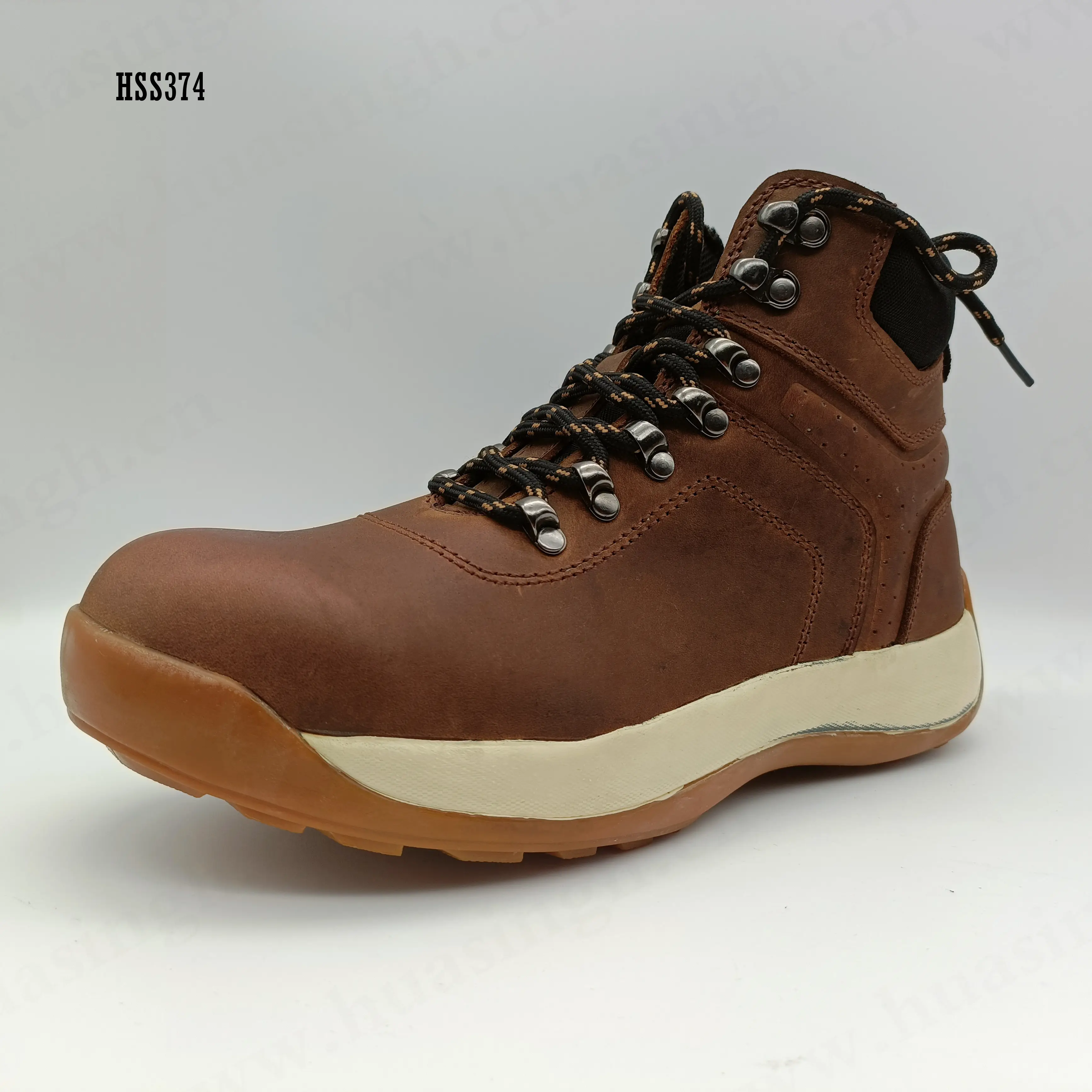 LXG-Botas de senderismo de cuero nobuk para exteriores, botas de seguridad con suela de goma EVA, color marrón