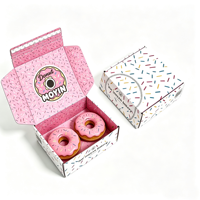 Boîte à donuts Mochi haut de gamme imperméable populaire, emballage en carton personnalisé, pelliculage mat, doublure en éponge, boîte cadeau de boulangerie portable