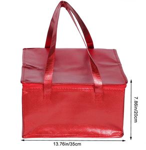 Sac isotherme rouge non tissé en gros, sac repas thermique tendance avec motif lettre pour pique-nique, voyage, livraison de repas, tailles personnalisables - Product Image 2