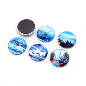 Aimant de réfrigérateur créatif en forme d'étoile, autocollant magnétique rond en verre cristal vague marine, aimant transparent pour réfrigérateur, vente en gros - Product Image 4