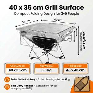 Parrilla Plegable de Acero Inoxidable Reforzado para Exteriores, Estilo Coreano, para Camping, Picnic, Carbón, Leñ<span class=keywords><strong>a</strong></span>, Fogata - Product Image 1
