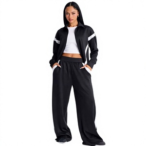 Custom Women <b>Cropped</b> Hoodie <b>Jogger</b> Set Zip Sweatshirt Tracksuit Logo Printed Front Casual Winter Streetwear OEM ODM Custom Made - Product Image 1