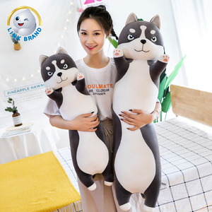 LK Design personnalisé nouvelle mode 70/90/110/130/150cm noir et blanc super doux Long oreiller <span class=keywords><strong>Husky</strong></span> chien jouets en peluche - Product Image 4
