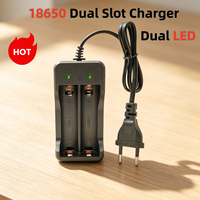 Chargeur de batterie double fente 18650, prise EU, double LED, charge rapide indépendante pour batteries lithium-ion 3,7 V, utilisation à domicile et en voyage