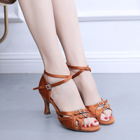 Chaussures de danse latine pour femmes, à bout ouvert, à lanières, à talons hauts, pour la pratique et les spectacles de salsa, tango, bachata