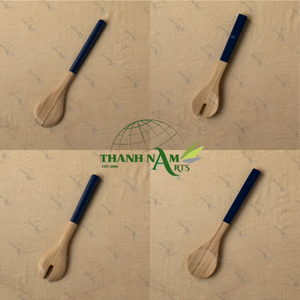 Ensemble durable de 2 pièces d'ustensiles à salade en bambou fabriqués à la main poignée de couleur personnalisée pour vaisselle/ustensiles de cuisine - Product Image 3