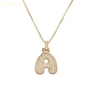 Collana Personalizzata con Iniziale Alfabetica 3D in Acciaio Inossidabile con Design a <span class=keywords><strong>Lettera</strong></span> a Bolla e Zirconi Cubici Effetto Ghiaccio - Product Image 1