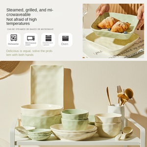 Service de table 48 pièces en porcelaine fine, compatible micro-ondes et lave-vaisselle, design moderne et épuré, coffret cadeau de déménagement, comprend assiettes plates - Product Image 2