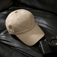 Casquette de baseball beige en coton lavé à 6 panneaux de haute qualité, non structurée, style Dad Hat, avec logo brodé personnalisé, vente en gros