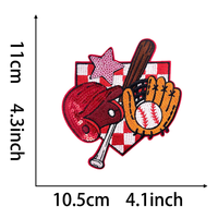 Patch thermocollant brodé écologique sur le thème du baseball, motif chauve-souris, gant, casque, pour la décoration de vêtements, vestes, chapeaux, sacs, DIY