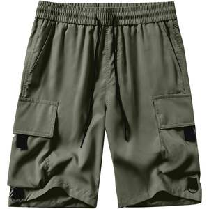 JMIERR Short cargo décontracté pour homme avec 4 poches cordon de serrage taille élastique extensible pour l'été plage travail tissé Logo décoration - Product Image 6