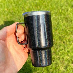Vaso de Acero Inoxidable Mini de 3oz con Asa y Pajita para Whisky, Tequila, Vodka, con Brillo y Colores Arcoíris, para Sublimación - Product Image 2