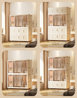 Armoire de rangement pliable en plastique avec portes transparentes, organisateur modulaire blanc crème pour vêtements de chambre et jouets d'enfants.