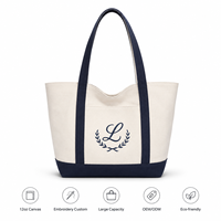 Grand sac fourre-tout en toile de coton personnalisé avec broderie, durable, pour femme, idéal pour le shopping et les voyages