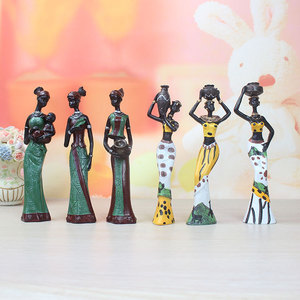 Set di 3 Statuette Femminili Africane in Resina Personalizzate, Decorazioni per la Casa, Regalo, Figurine di Donne Africane - Product Image 5