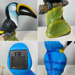 [Special Offer] Artistic Sculpted Folk Art Simulation Animal Bird Epoxy Resin Desktop <b>Ornament</b> <b>Parrot</b> Big Can Bird Solar - Product Image 3