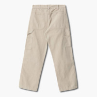 Pantalon de travail en toile pour homme, beige clair délavé, coupe droite ample, double genouillère, poches utilitaires, passant pour outils, vente en gros