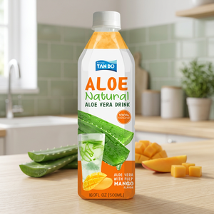 OEM น้ำว่านหางจระเข้ ตรา Tan Do Beverage Company รสชาติมะม่วง น้ำผลไม้และผักแท้ 100% บรรจุขวด PET 500 มล. ได้รับการรับรองมาตรฐาน ISO/HACCP - Product Image 2