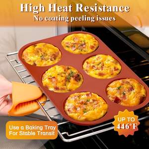 Moldes de huevos para hornear antiadherentes, molde de silicona redondo <span class=keywords><strong>Jumbo</strong></span> de 4 "para pan de hamburguesa, parte superior de muffin, huevos, 6 cavidades Whoopie Pie Pan - Product Image 5