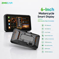 Écran GPS moto 6 pouces sans fil CarPlay Android Auto IP67 1000 Nits TPMS tactile compatible gants HD Enregistrement en boucle Alimentation USB