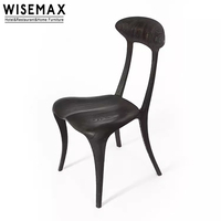 WISEMAX FURNITURE Mobilier design français pour la maison Cadre en bois frêne noir Dossier haut Ensemble table à manger 6 chaises pour restaurant