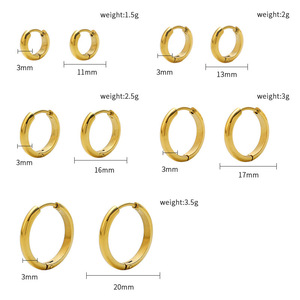 Huggie Earrings Gold Plated Zinc Alloy Stainless Steel <b>Post</b> Geometric Shape Women's Fashion Hoop Earrings - Product Image 5