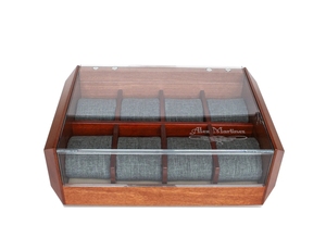 קופסת שעונים מעץ מהגוני עתיק עם עשרה חריצים, קופסת מתנה לאחסון שעונים, ניתנת להתאמה אישית - Product Image 6