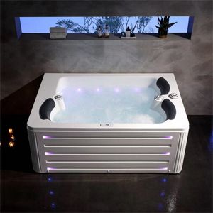 Baignoire autoportante rectangulaire moderne en acrylique noir et blanc pour 3 personnes, avec <span class=keywords><strong>spa</strong></span>, hydromassage et bain à remous pour salle de bain - Product Image 3