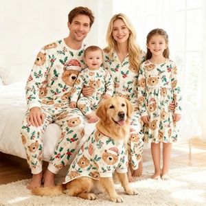 Stile europeo americano pigiama per la famiglia per adulti bambini abbigliamento invernale per la casa con albero di natale stampa <span class=keywords><strong>abiti</strong></span> abbinati per ragazze - Product Image 2