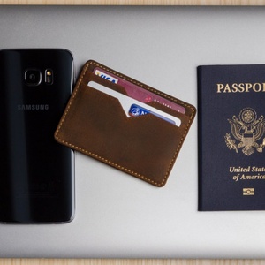 Credit <b>Card</b> <b>Holder</b> for Men Minimalist Genuine Leather Full Grain Slim Business <b>Card</b> Clip Closure Office Use - Product Image 6