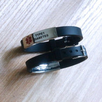Titane Acier Silicone Bracelet Gravure Alerte Médicale Autisme Coeur Diabète Type 1 2 Sensibilisation Brassard Bracelet Bracelet