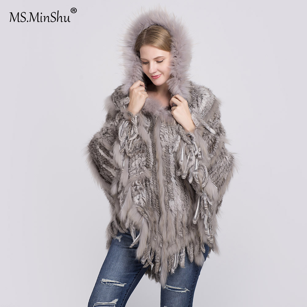 Poncho En Fourrure De Lapin Authentique CRIIFG SWAIT - Tricoté, Taille Unique, 100% Vrai Lapin