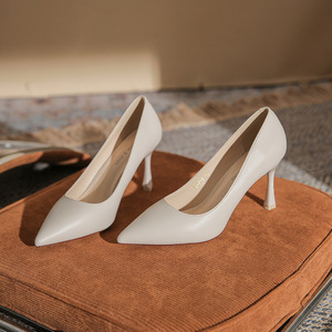 Zapatos de Tacón Alto con Punta en Pico 6682-1, Zapatos de Oficina de Cuero Genuino, Zapatos de Trabajo de Moda para Mujer con Suela Suave y Deslizables - Product Image 3