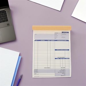 Carnet de reçus de factures NCR autocopiant, formulaires de bons de commande et de travail pour petites entreprises, duplicata 2 feuillets, logo personnalisé UV/numérique - Product Image 4