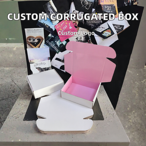 Boîte d'expédition en carton ondulé rose avec poignée vernie imprimée UV pour cosmétiques, jouets, chaussures, vêtements, commandes personnalisées - Product Image 2