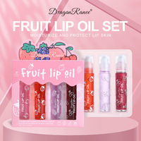 Baume à lèvres roll-on aux fruits pêche et fraise, ensemble de maquillage hydratant, huile à lèvres transparente cerise et raisin, gloss hydratant GG