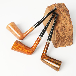 MUXIANG Briarwood Smoking Pipe Bent Type 3mm Vulcanized Rubber Mouthpiece Handmade Tobacco Pipe - Product Image 5