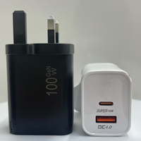 Adaptor Charger Dinding USB A+C Dual Port PD GaN 45W Fast Charge untuk iPhone Samsung Tipe-C, Logo Laser Gratis, Colokan EU, Grosir