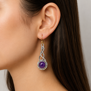 Orecchini Vintage a Goccia Intrecciata Viola, Gioielli Eleganti da Donna alla Moda - Product Image 2
