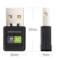 Controlador gratuito adaptador WIfi 600 Mbps banda Dual 2,4 GHz y 5GHz USB2.0 Wifi tarjeta de red Wifi Dongle 802.11n/G/A/AC RTL8811CU Win7/8/10