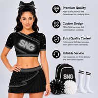 Uniformes de cheerleading personnalisés de la marque SNG, vêtements d'entraînement de cheerleading, transferts de strass brillants, accessoires de jupe de cheerleading Allstar pour adolescentes